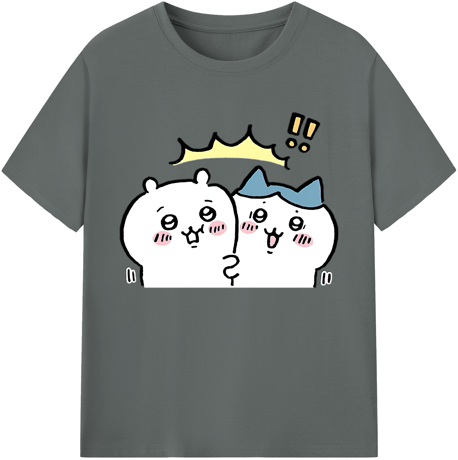 （画像用） ちいかわ ハチワレ Chii-kawa hachiware 綿100％ メンズ半袖Tシャツ｜肌触りやわらか＆通気性
